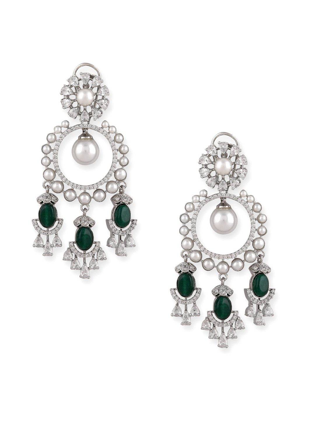 Moissanite Chandelier Earrings with Emerald Accents - Auraa Trends