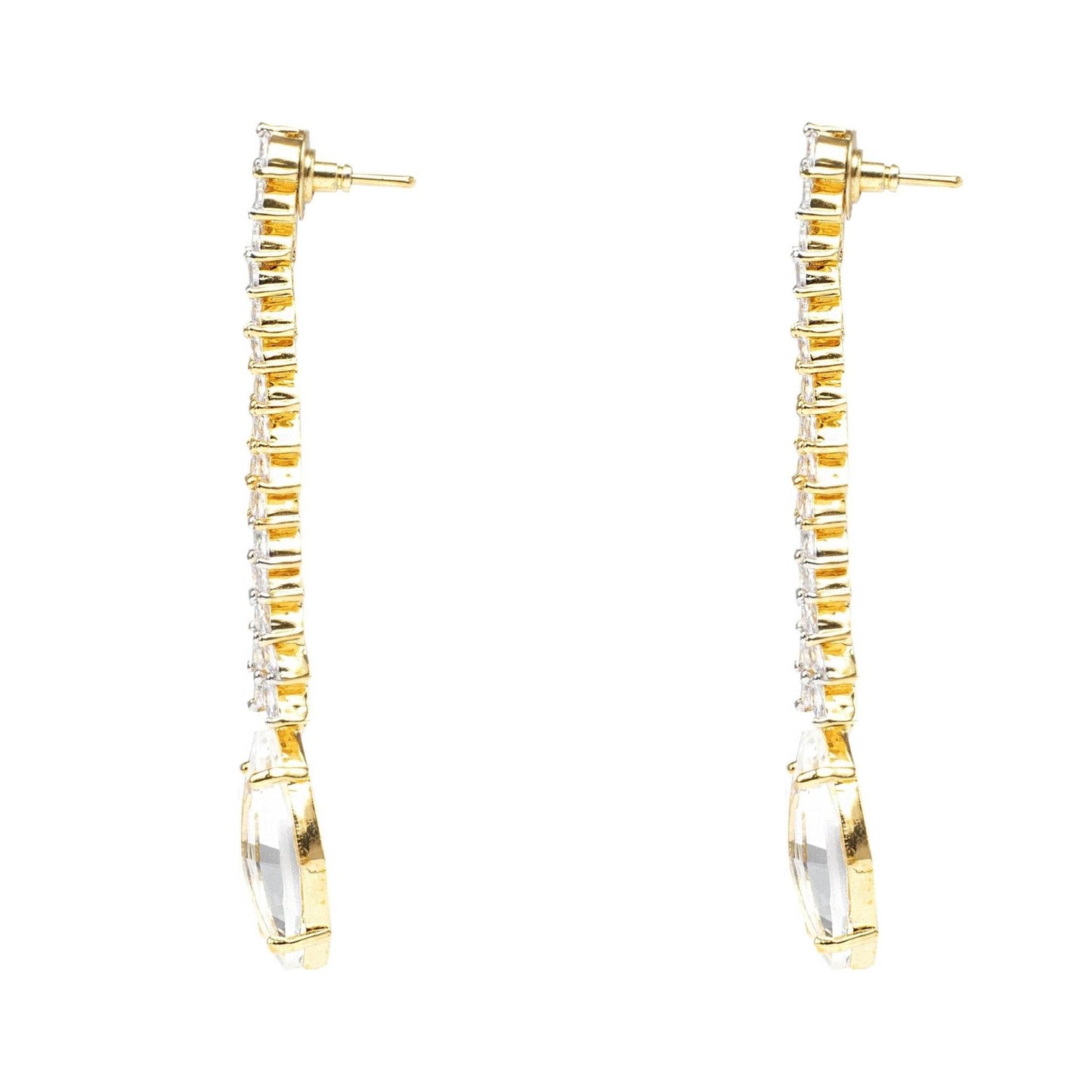 Moissanite Diamonte Dangle Earrings with Gold Detailing - Auraa Trends