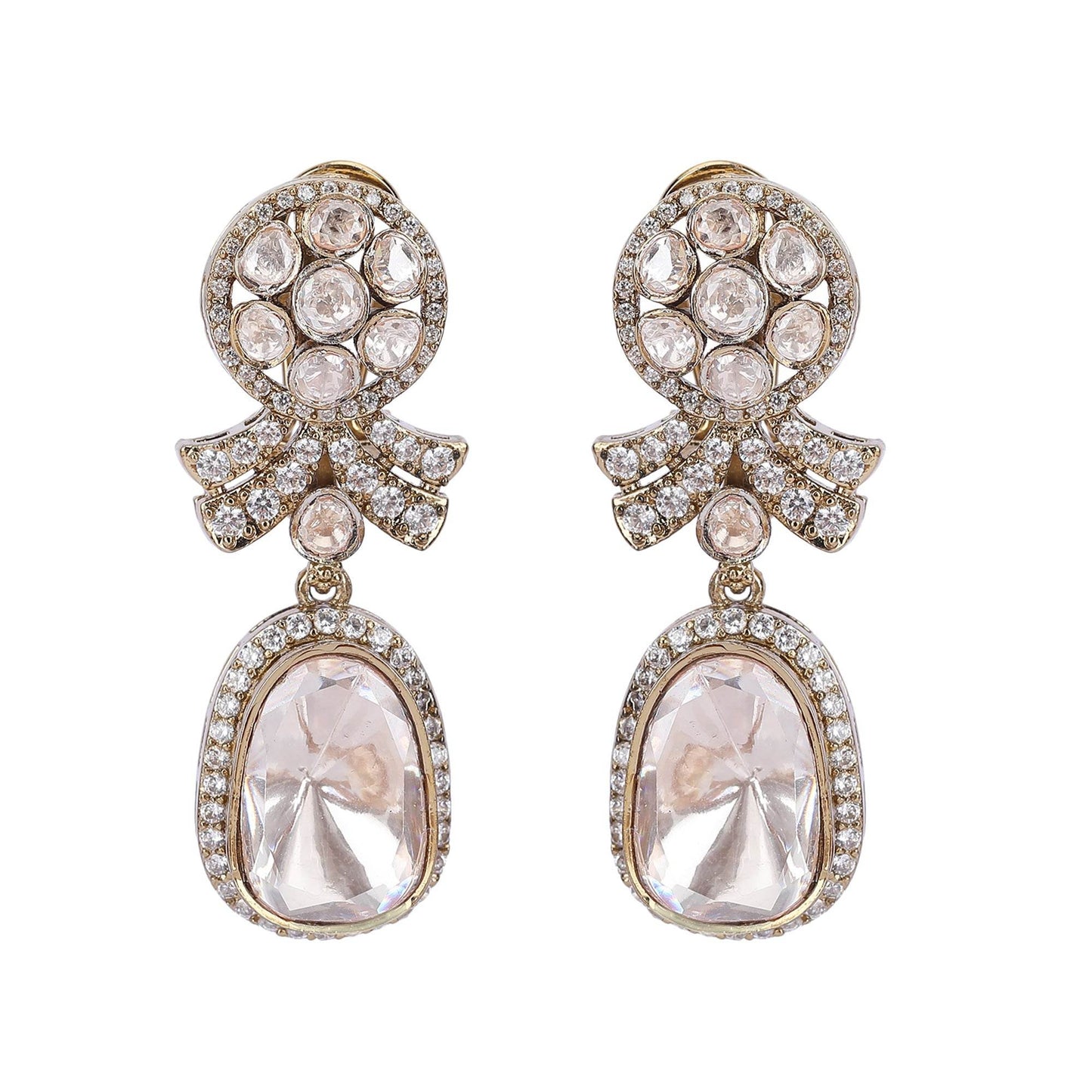 Moissanite Drop Earrings with Sparkling Stones - Auraa Trends