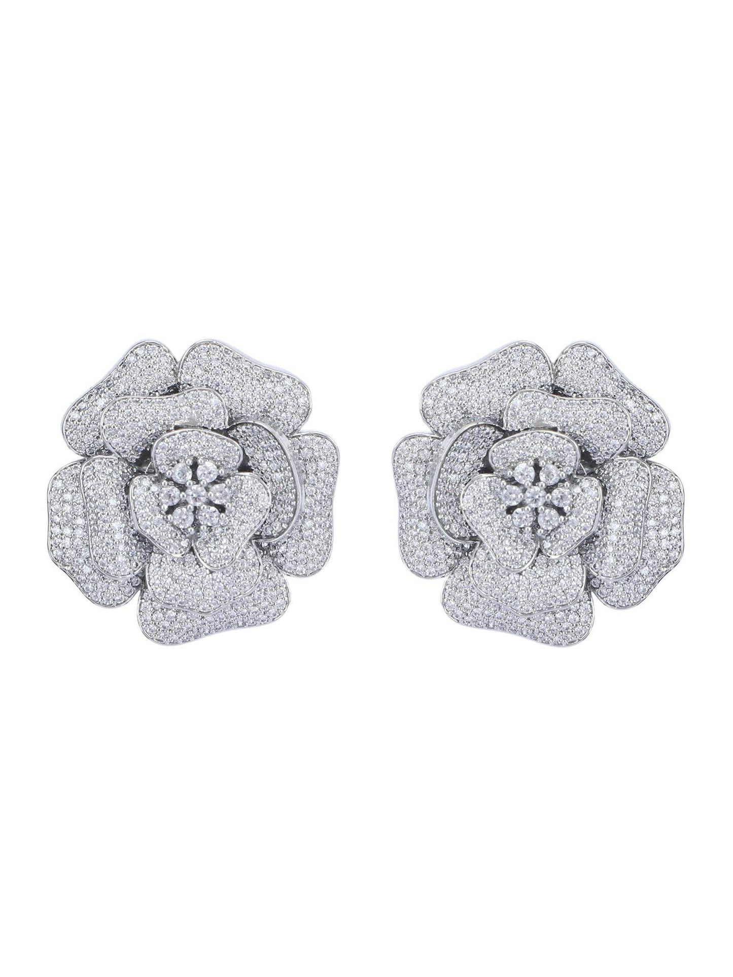 Moissanite Floral Stud Earrings - Auraa Trends