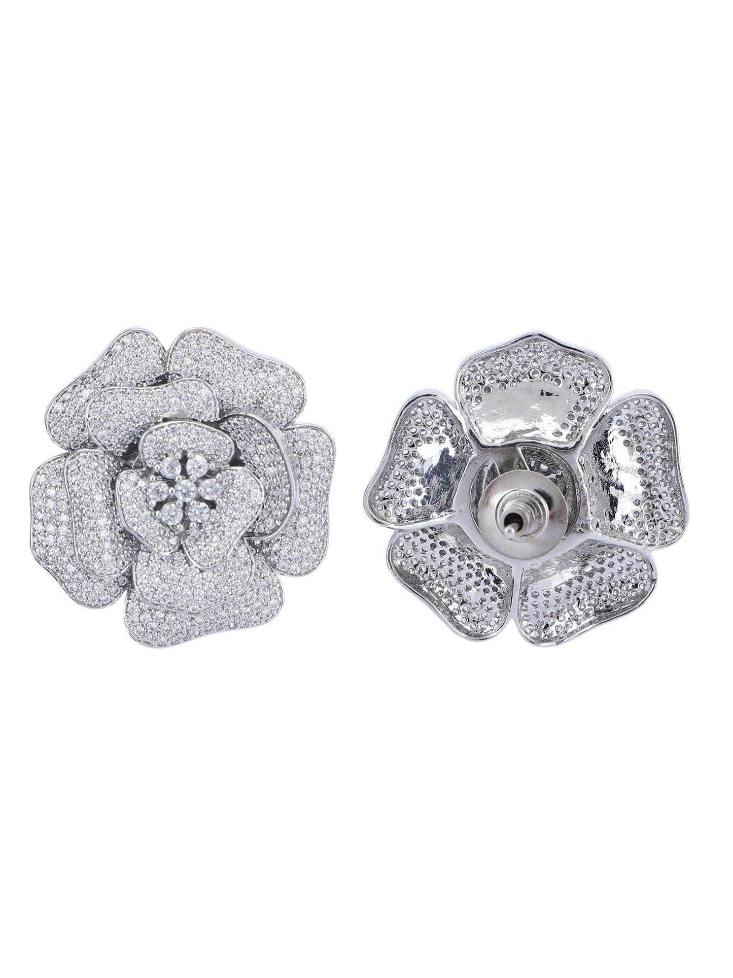 Moissanite Floral Stud Earrings - Auraa Trends