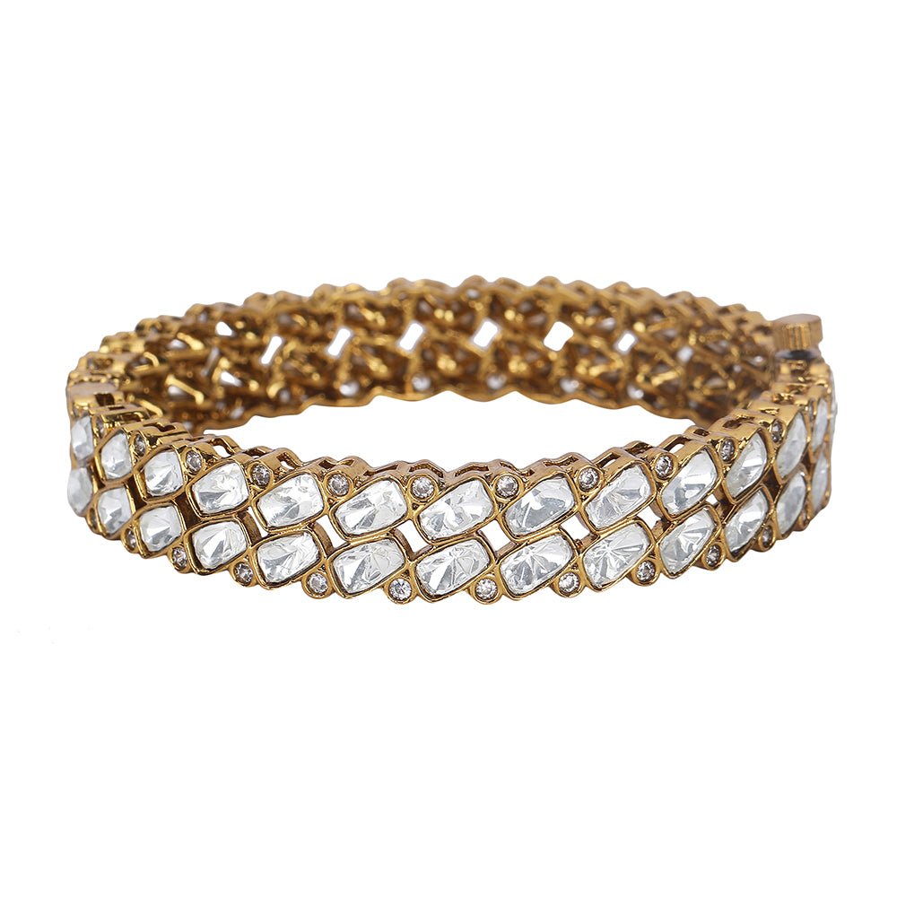 Moissanite Gold-Plated Bangle – Luxurious & Timeless - Auraa Trends - Bangles -Bangles Bangle Bangle Set Bangles