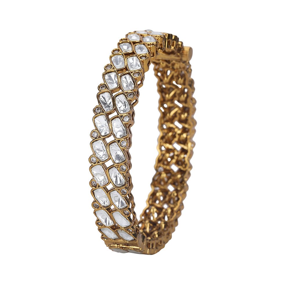 Moissanite Gold-Plated Bangle – Luxurious & Timeless - Auraa Trends - Bangles -Bangles Bangle Bangle Set Bangles