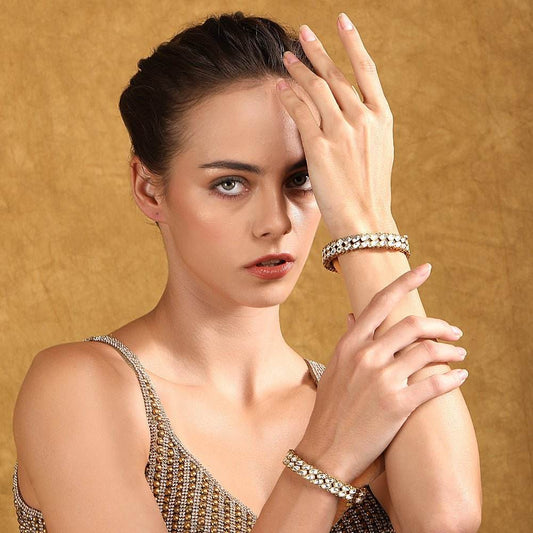 Moissanite Gold-Plated Bangle – Luxurious & Timeless - Auraa Trends