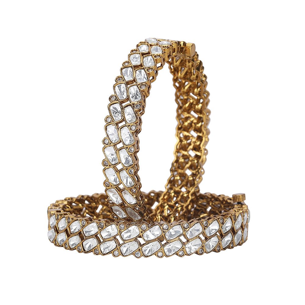 Moissanite Gold-Plated Bangle – Luxurious & Timeless - Auraa Trends - Bangles -Bangles Bangle Bangle Set Bangles