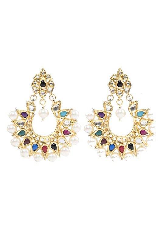 Moissanite Gold-Plated Chandbaali Earrings - Auraa Trends