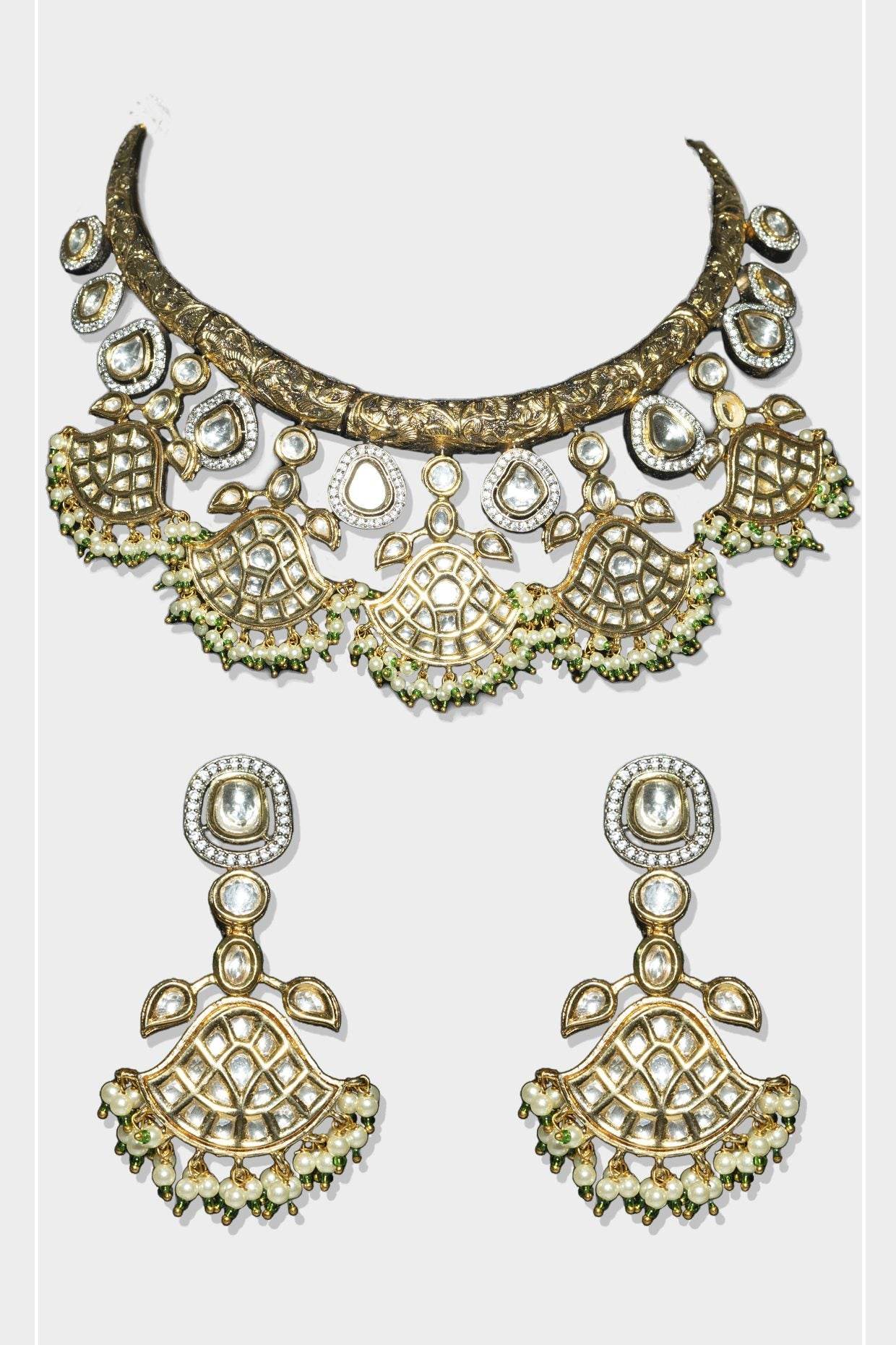 Moissanite Gold-Plated Necklace Set with Earrings - Auraa Trends