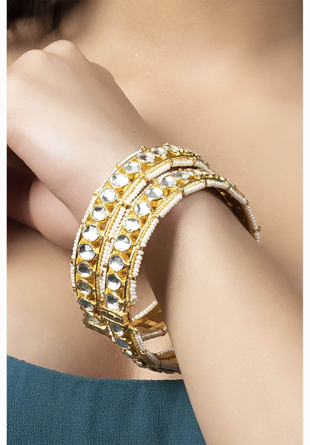 Moissanite Gold-Tone Bracelet Set For Women - Auraa Trends