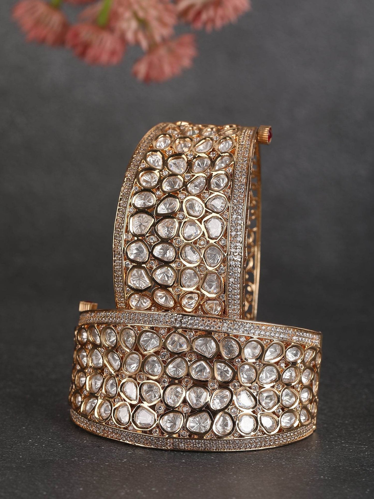 Moissanite Gold-Tone Cuff Bracelet - Auraa Trends