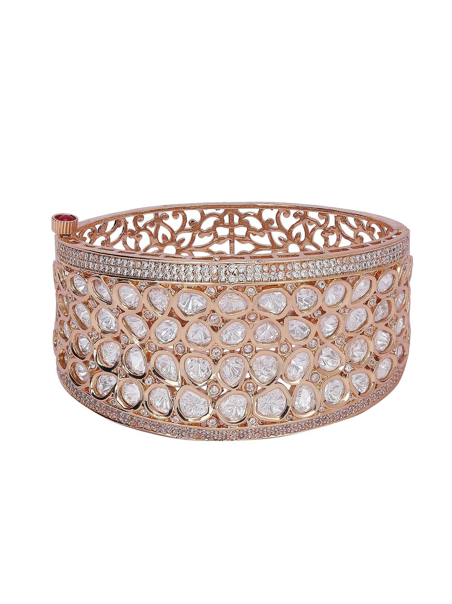 Moissanite Gold-Tone Cuff Bracelet - Auraa Trends