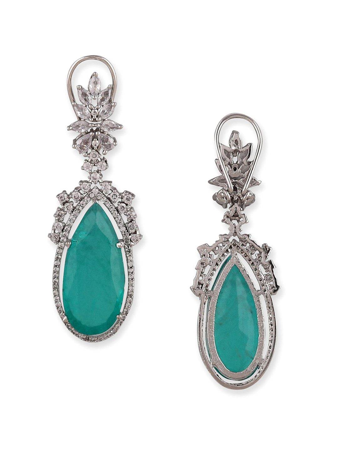 Moissanite & Green Stone Drop Earrings - Auraa Trends