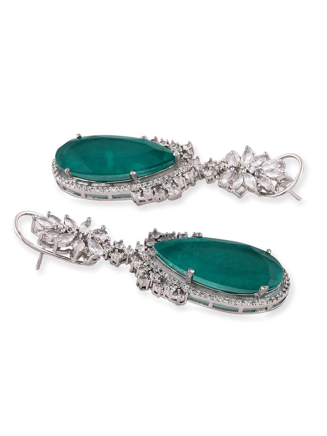 Moissanite & Green Stone Drop Earrings - Auraa Trends