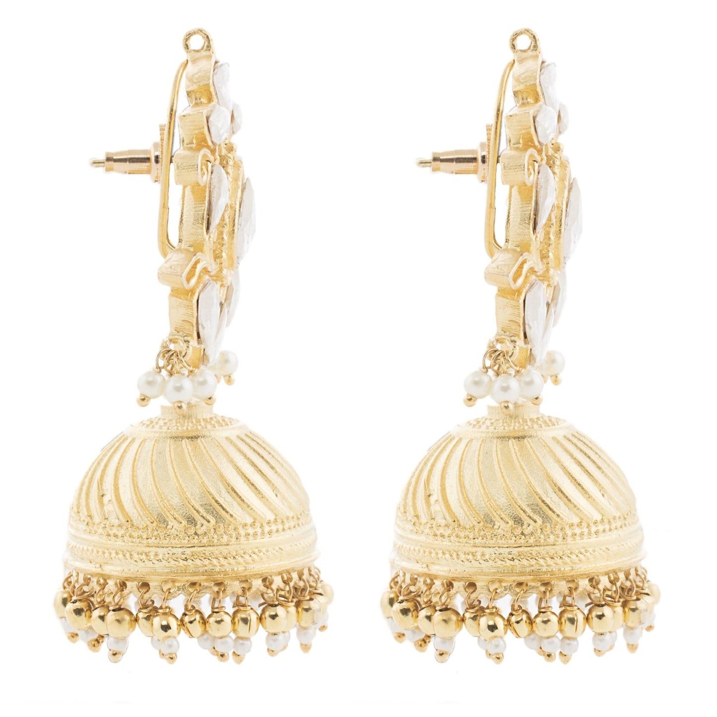 Moissanite Kundan Jhumka Earrings - Auraa Trends - Jhumka - Shop Mesmerizing Kundan Jhumka Earrings Online at best price.