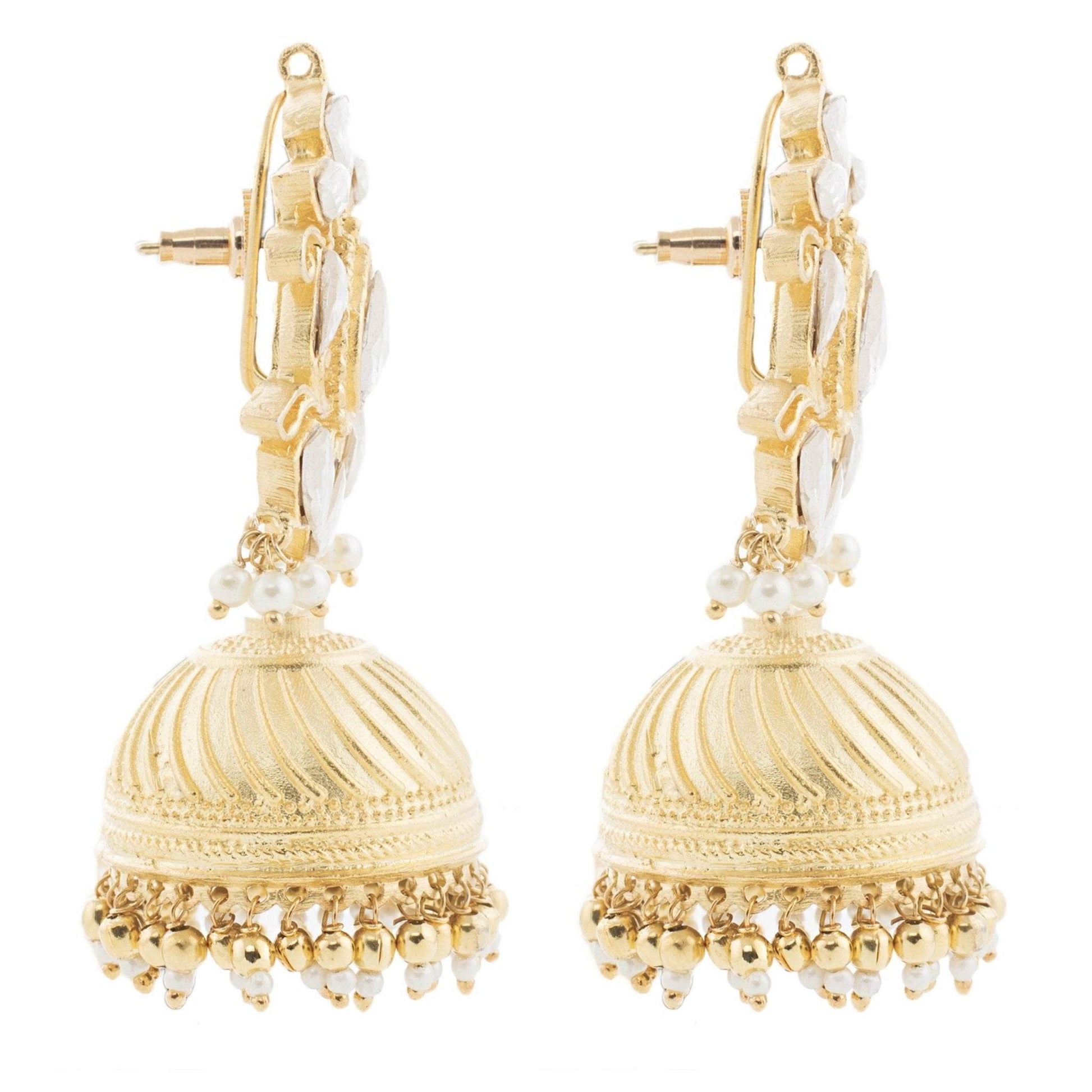 Moissanite Kundan Jhumka Earrings - Auraa Trends