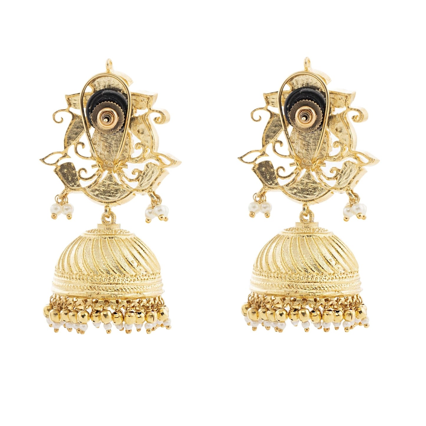 Moissanite Kundan Jhumka Earrings - Auraa Trends - Jhumka - # - Auraa Trends - Mesmerizing Kundan Jhumka Earrings Online