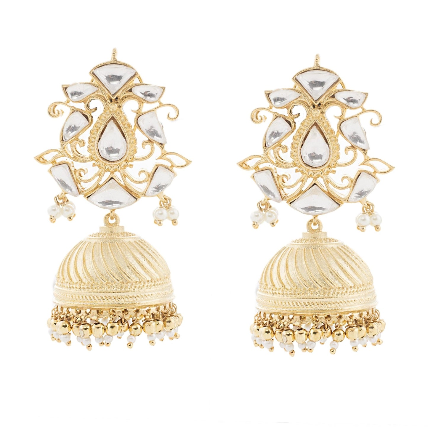 Moissanite Kundan Jhumka Earrings - Auraa Trends - Jhumka - # - Auraa Trends - Buy Mesmerizing Kundan Jhumka Earrings