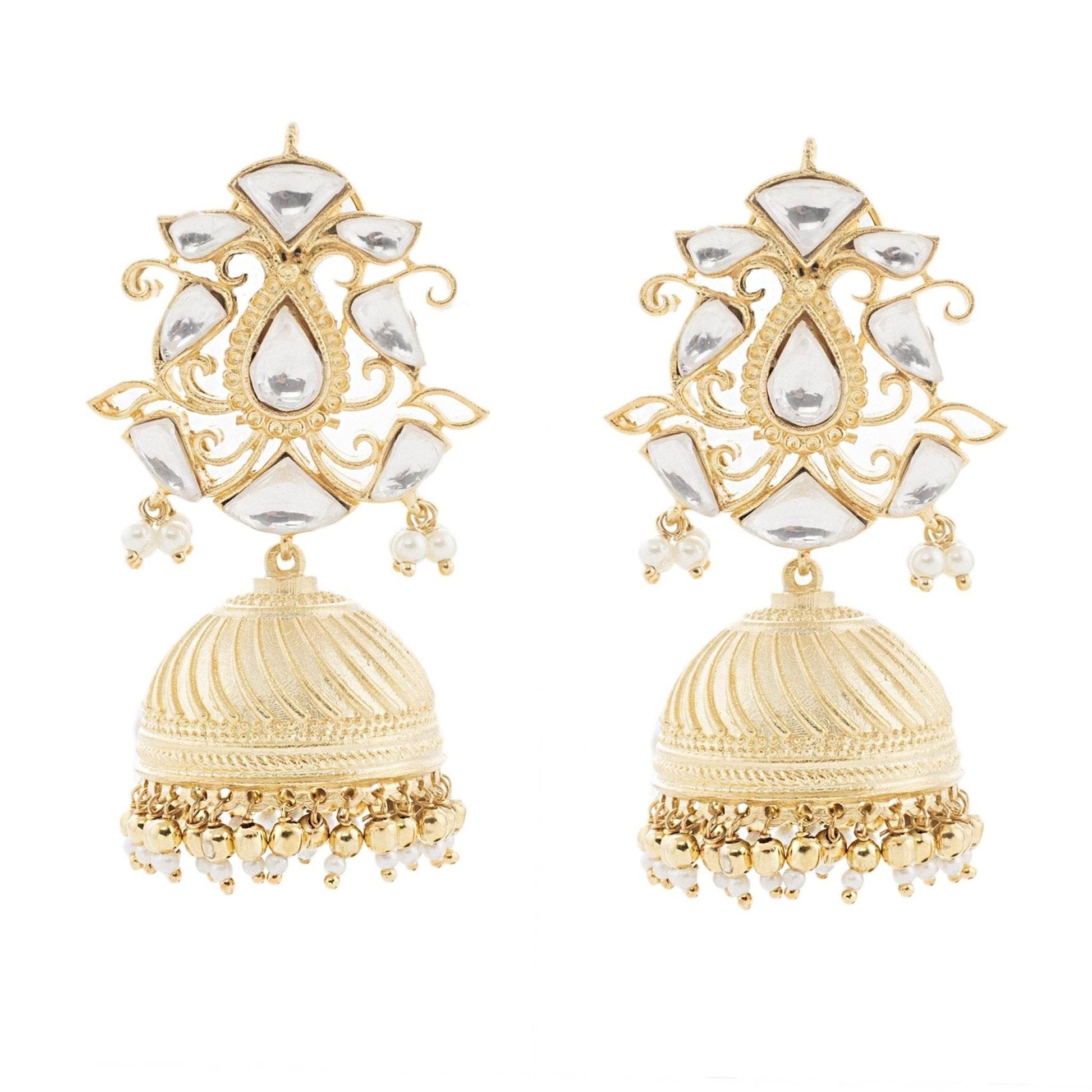 Moissanite Kundan Jhumka Earrings - Auraa Trends