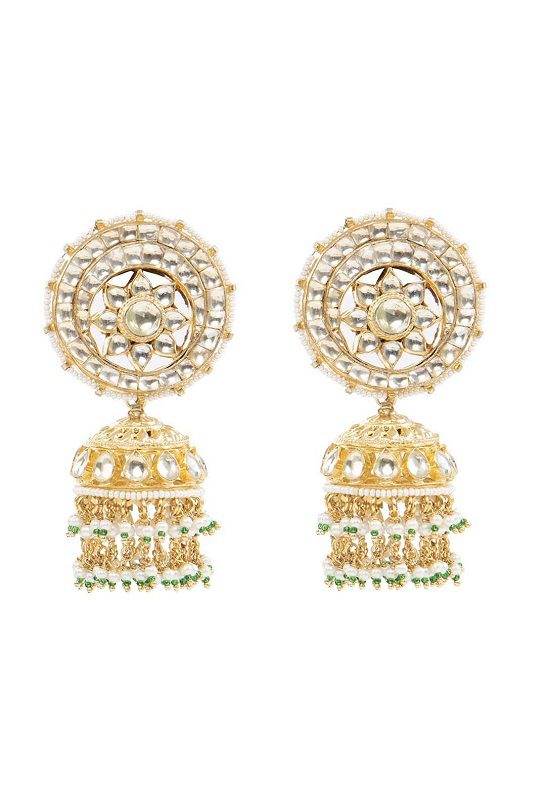 Moissanite Kundan Jhumka Earrings - Auraa Trends