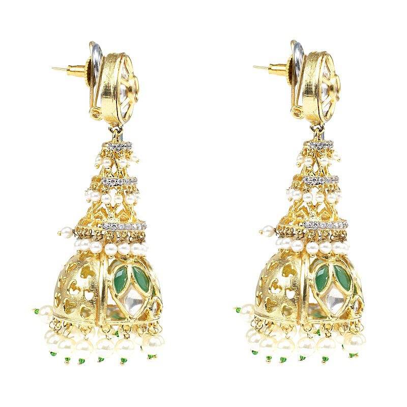 Moissanite Kundan Jhumka Earrings – Traditional Festive Jewelry - Auraa Trends