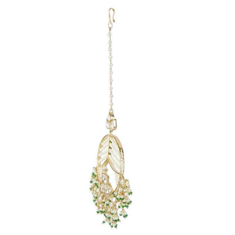 Moissanite Kundan Maangtikka – Gold-Plated Bridal Headpiece - Auraa Trends