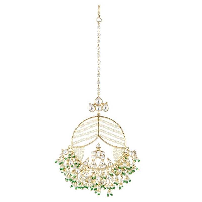 Moissanite Kundan Maangtikka – Gold-Plated Bridal Headpiece - Auraa Trends
