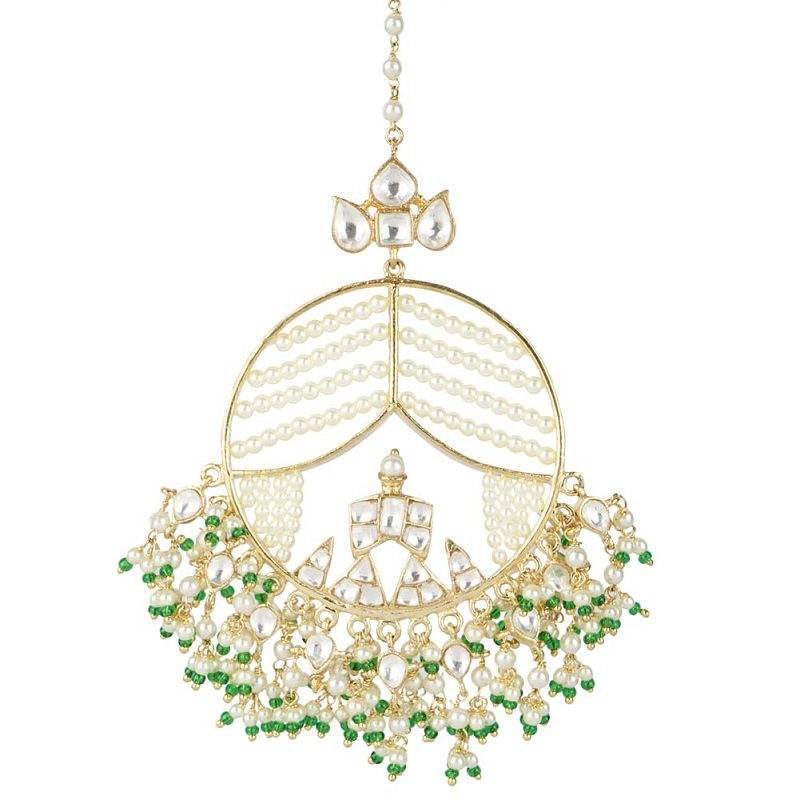 Moissanite Kundan Maangtikka – Gold-Plated Bridal Headpiece - Auraa Trends