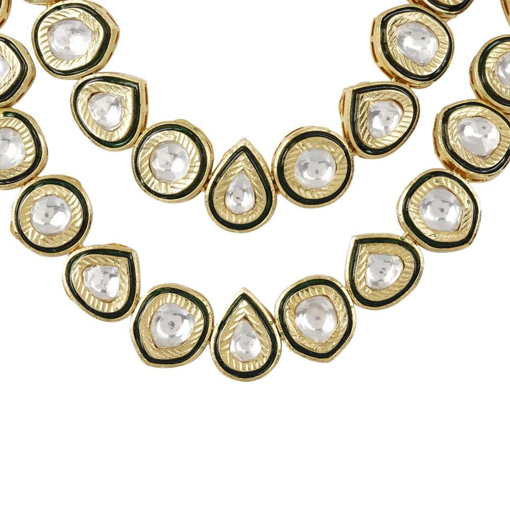Moissanite Kundan Necklace & Earring Set - Auraa Trends - Necklaces - Auraa Trends - Moissanite Kundan Necklace & Earring Set