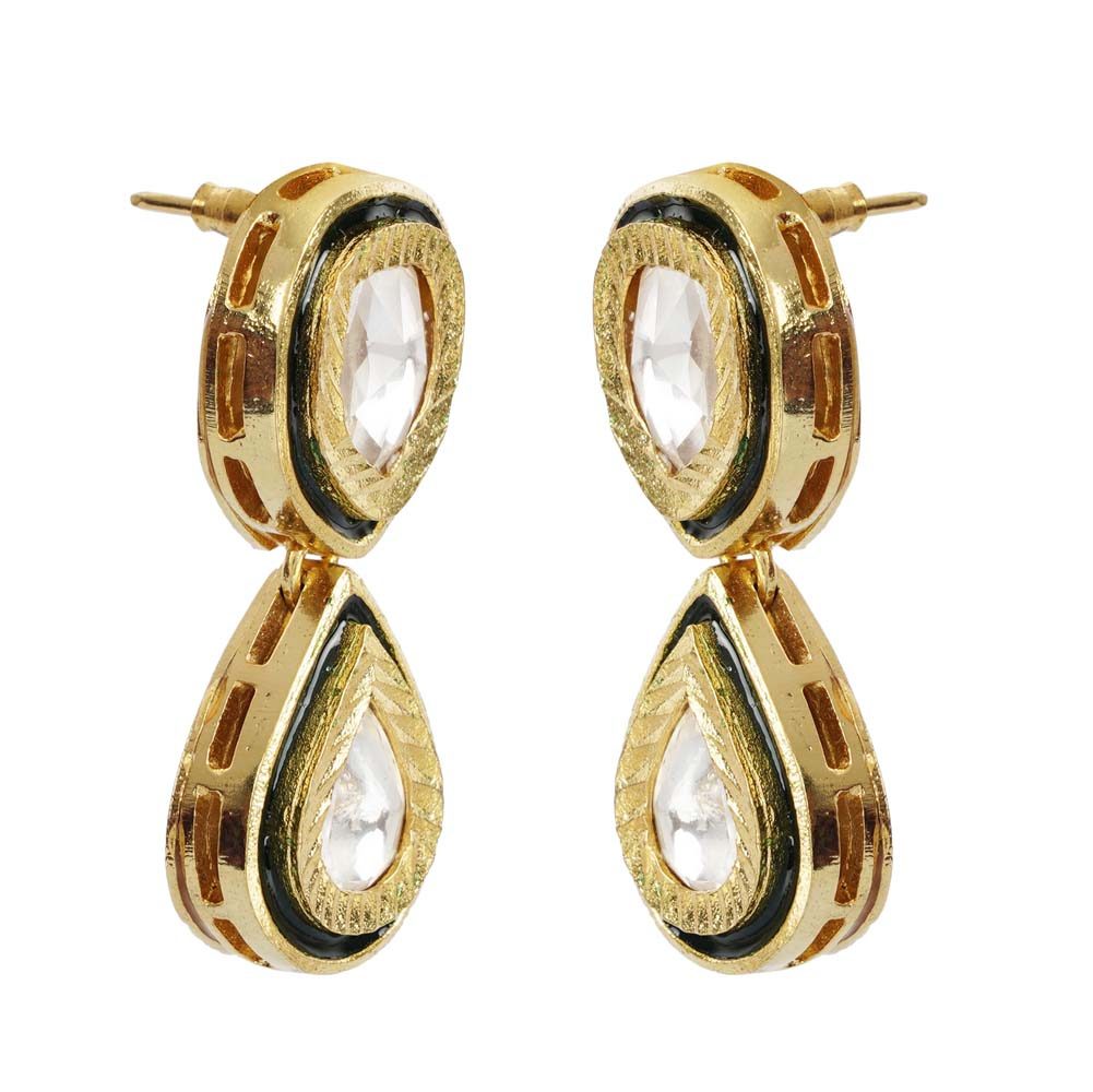 Moissanite Kundan Necklace & Earring Set - Auraa Trends - Necklaces - Auraa Trends - Moissanite Kundan Necklace & Earring Set