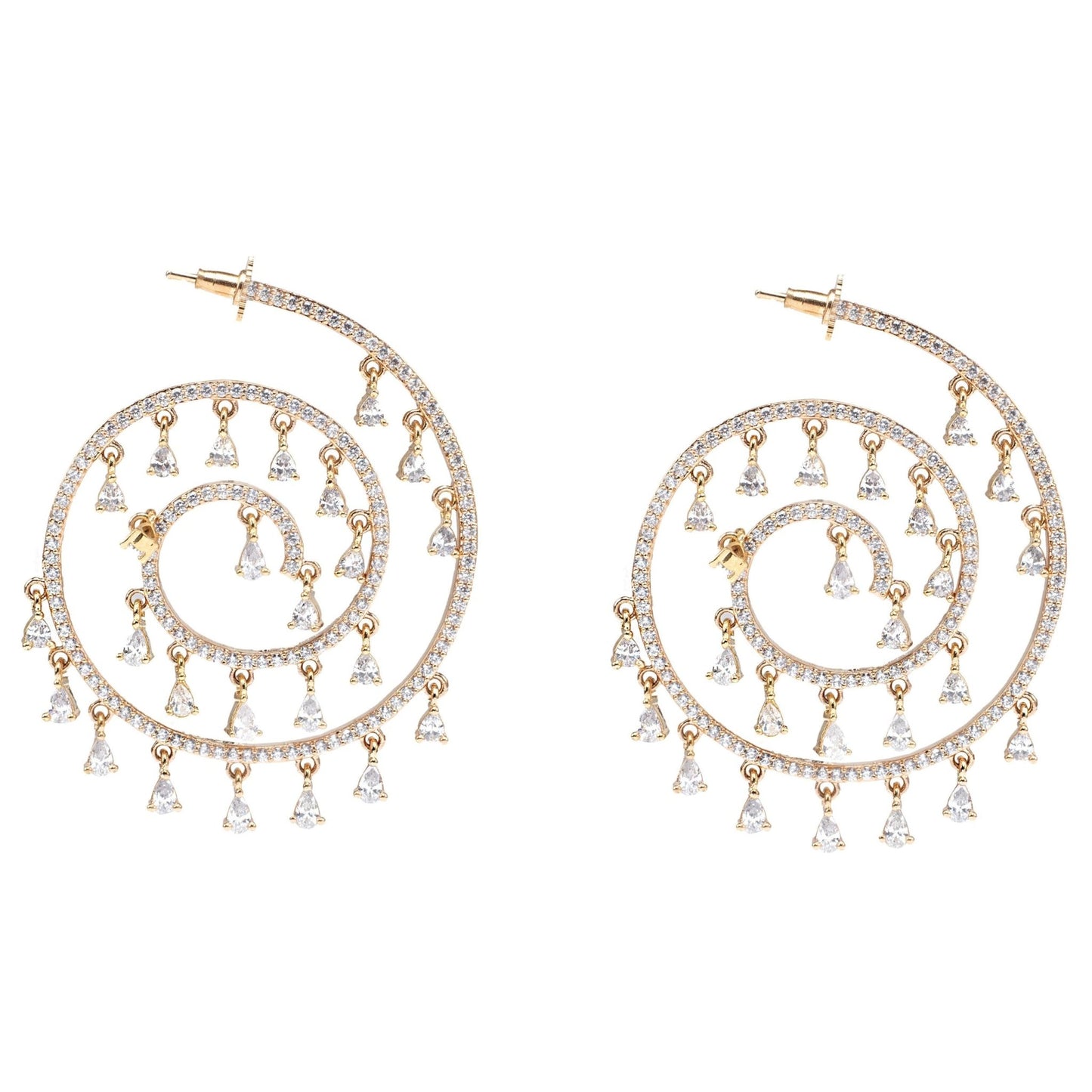 Moissanite Spiral Chandelier Earrings - Auraa Trends - Chandelier Earrings - # - Auraa Trends - Precious Spiral Earrings