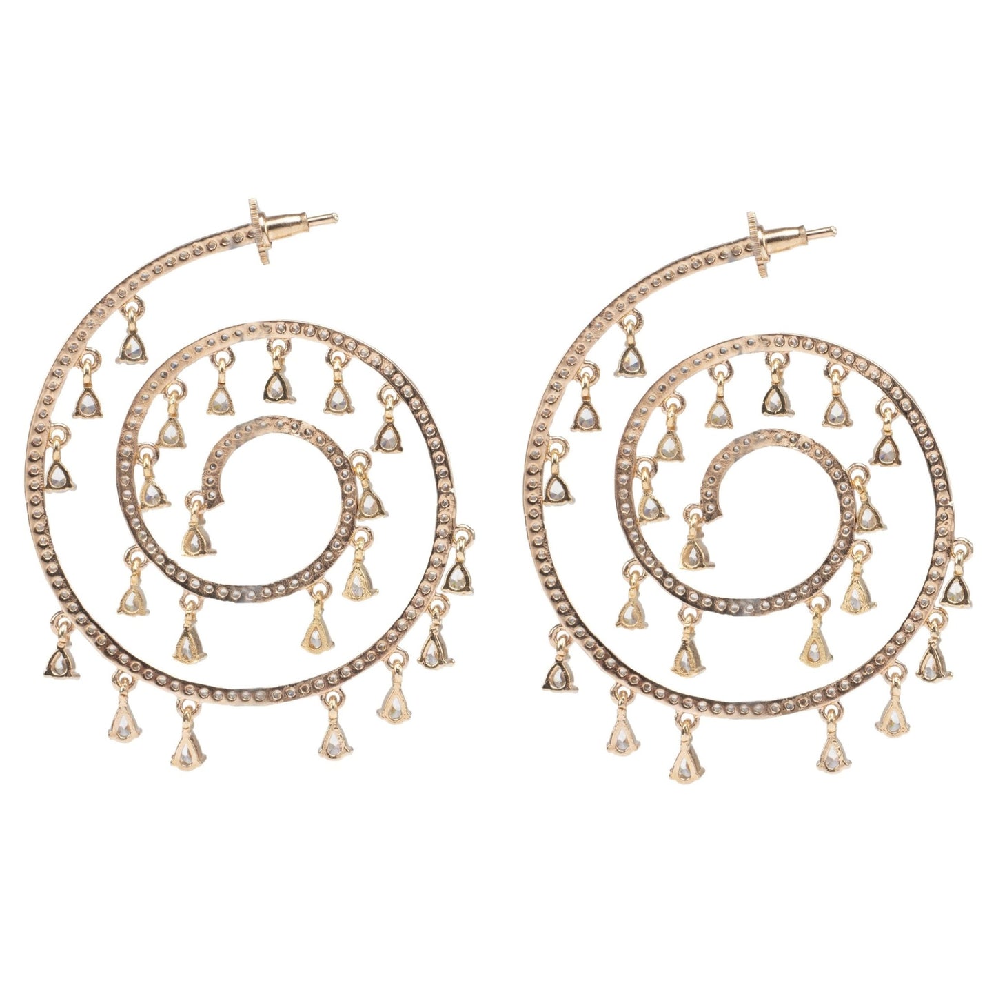 Moissanite Spiral Chandelier Earrings - Auraa Trends - Chandelier Earrings - # - Auraa Trends - Precious Spiral Earrings