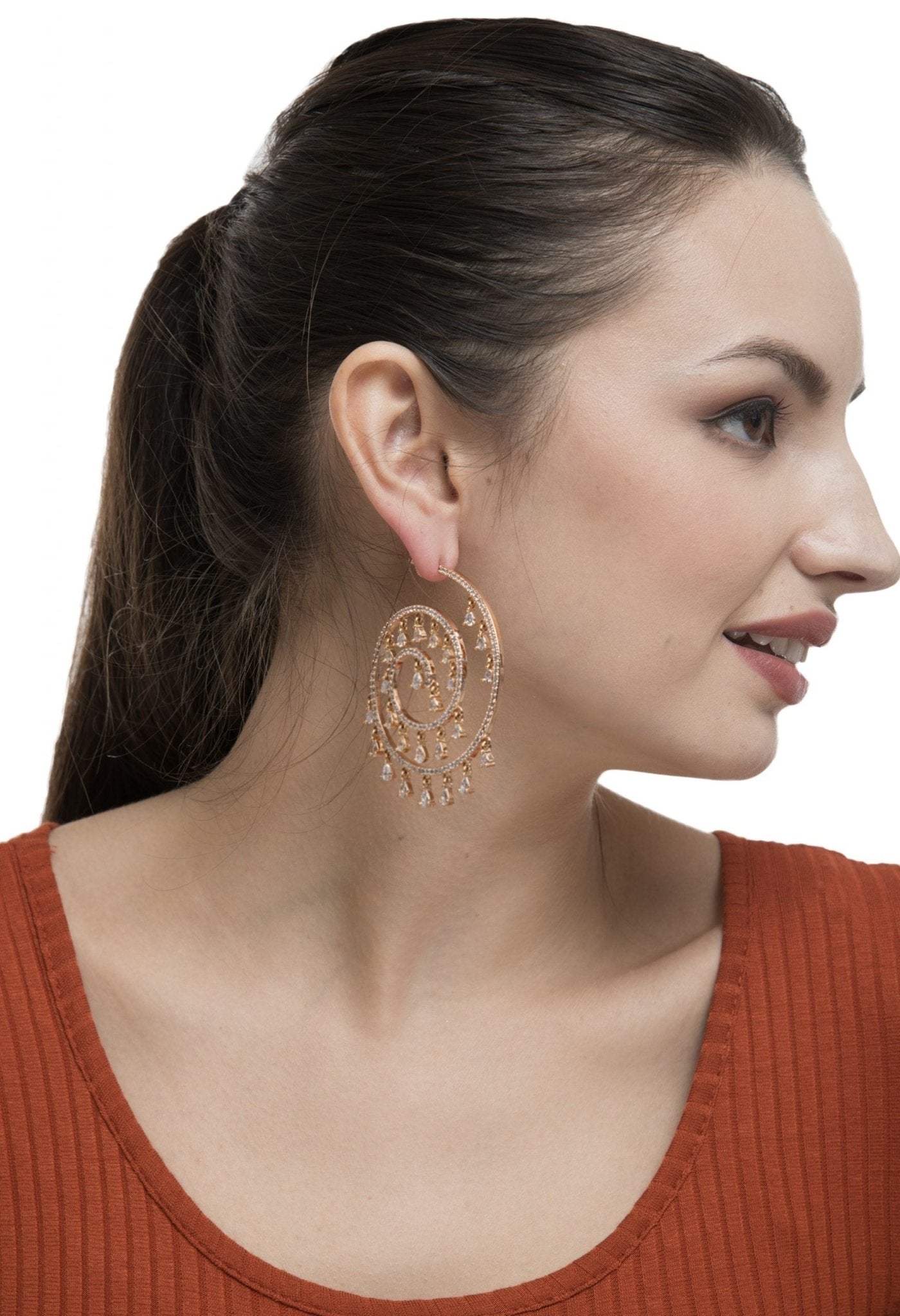 Moissanite Spiral Chandelier Earrings - Auraa Trends - Chandelier Earrings - # - Auraa Trends - Precious Spiral Earrings