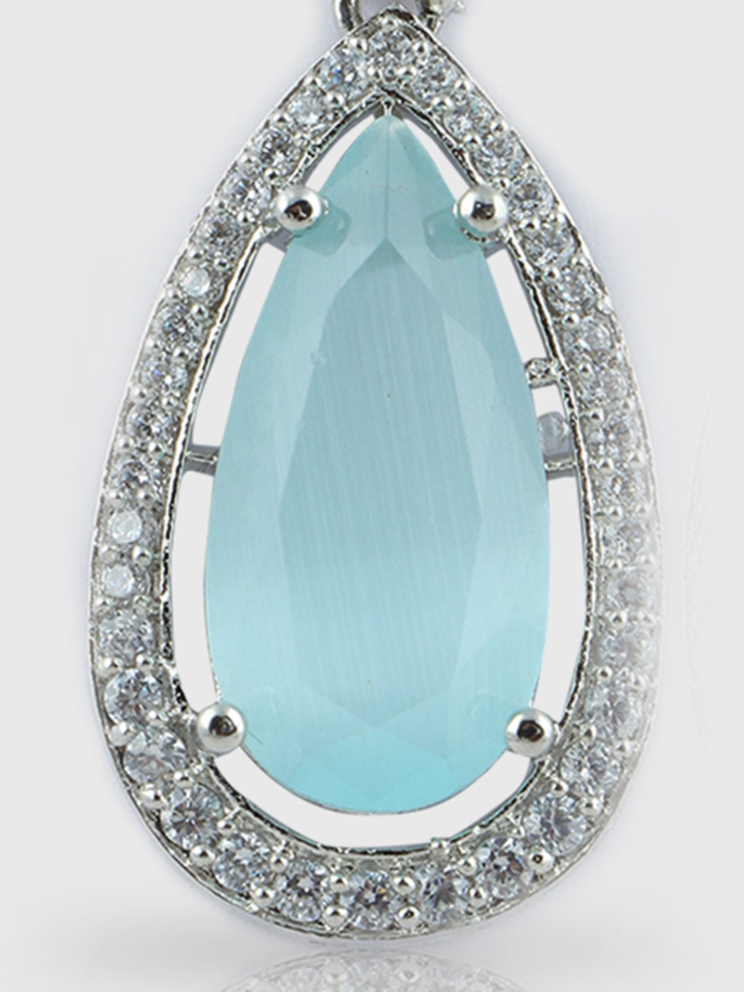 Moissanite Teardrop Drop Earrings with Aqua Blue Stone - Auraa Trends - Drop - Moissanite Teardrop Drop Earrings with Aqua