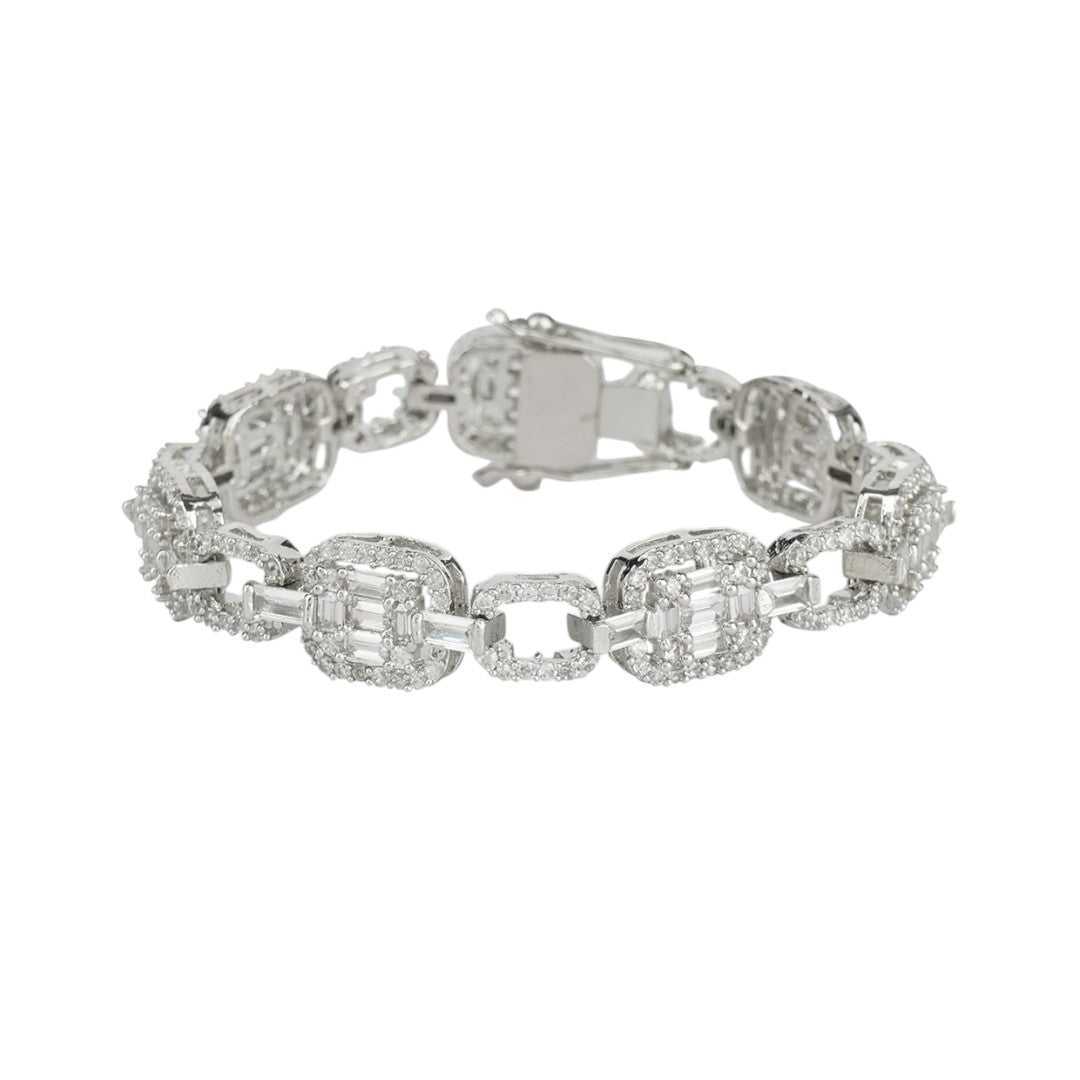Moissanite Tennis Bracelet in Silver Finish - Auraa Trends - Bracelet - Moissanite Tennis Bracelet in Silver Finish