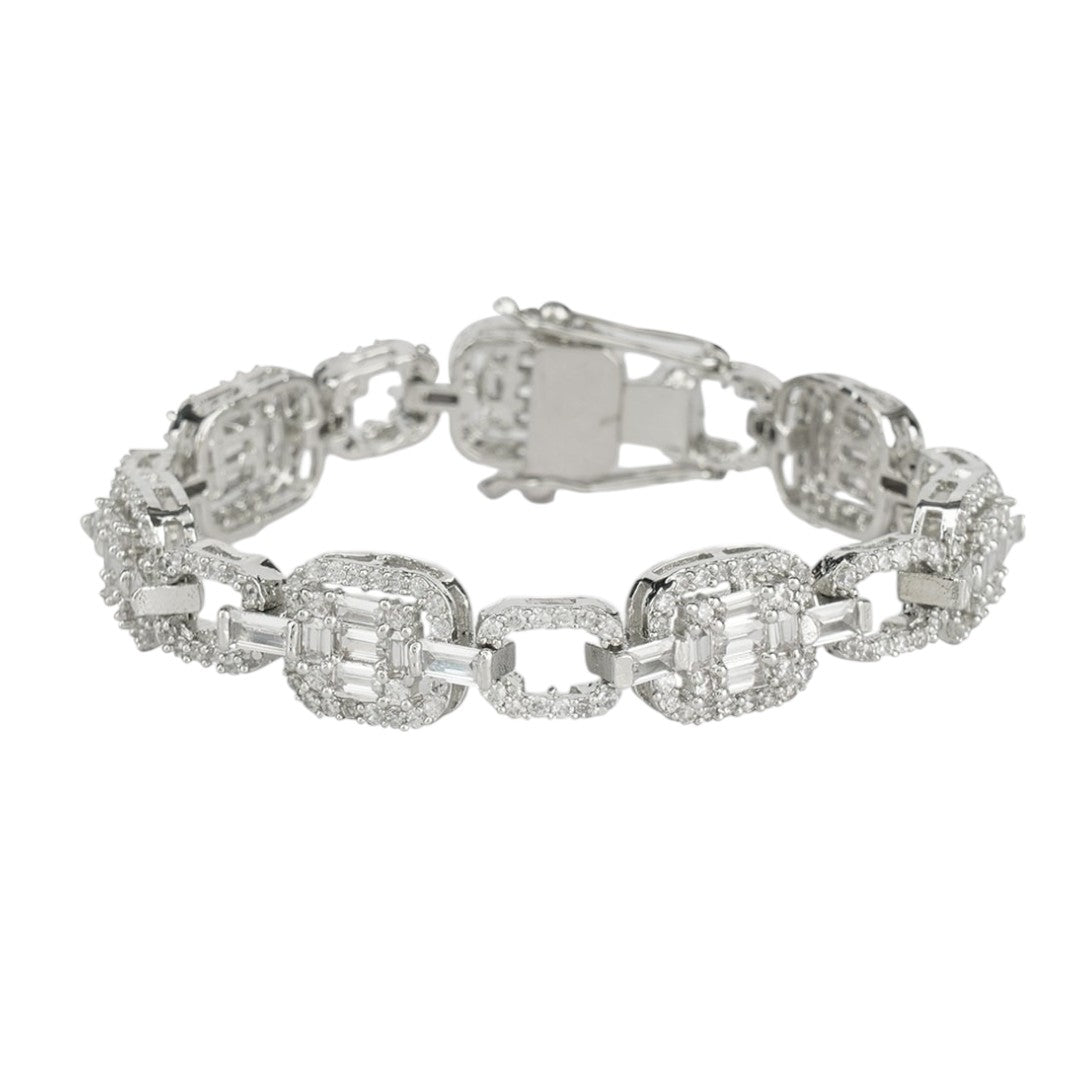 Moissanite Tennis Bracelet in Silver Finish - Auraa Trends - Bracelet - Moissanite Tennis Bracelet in Silver Finish