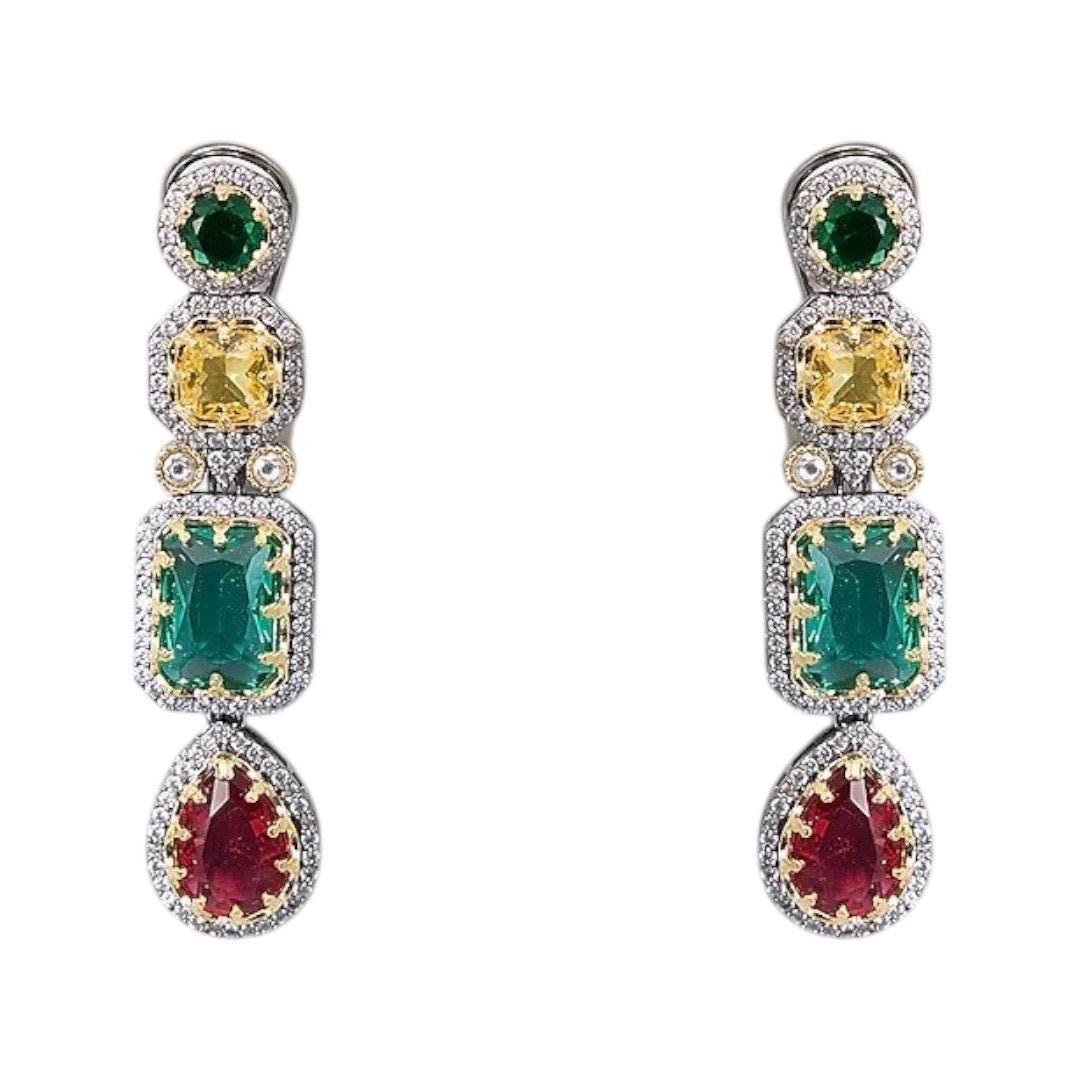 Multicolor Kundan Polki Choker Necklace Set with Matching Earrings for Women - Auraa Trends