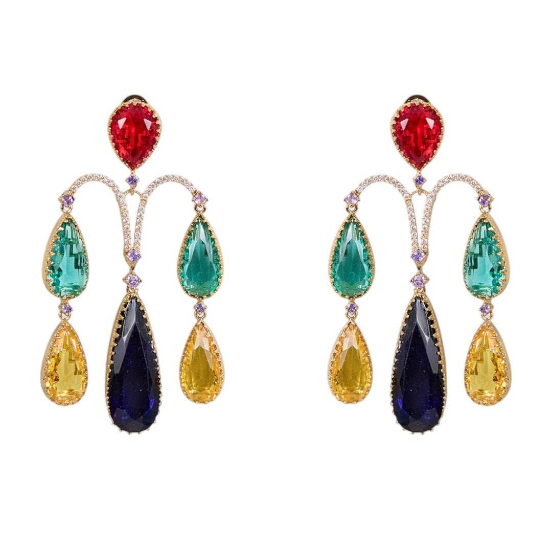 Multicolor Teardrop Dangler Earrings - Auraa Trends