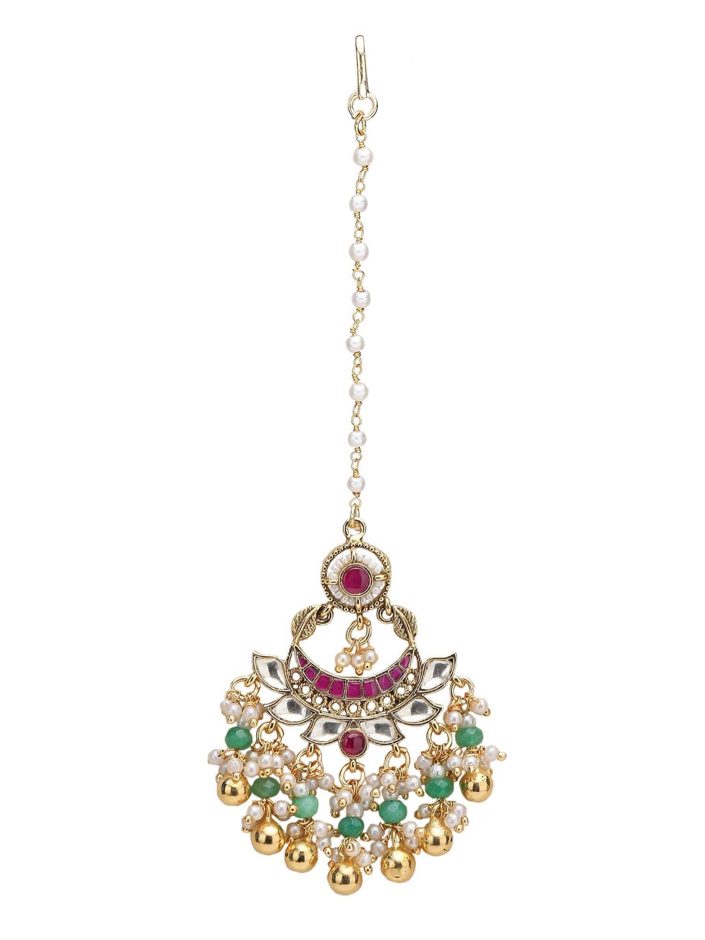 Multicolor Temple Crystal Necklace Set for Women - Auraa Trends
