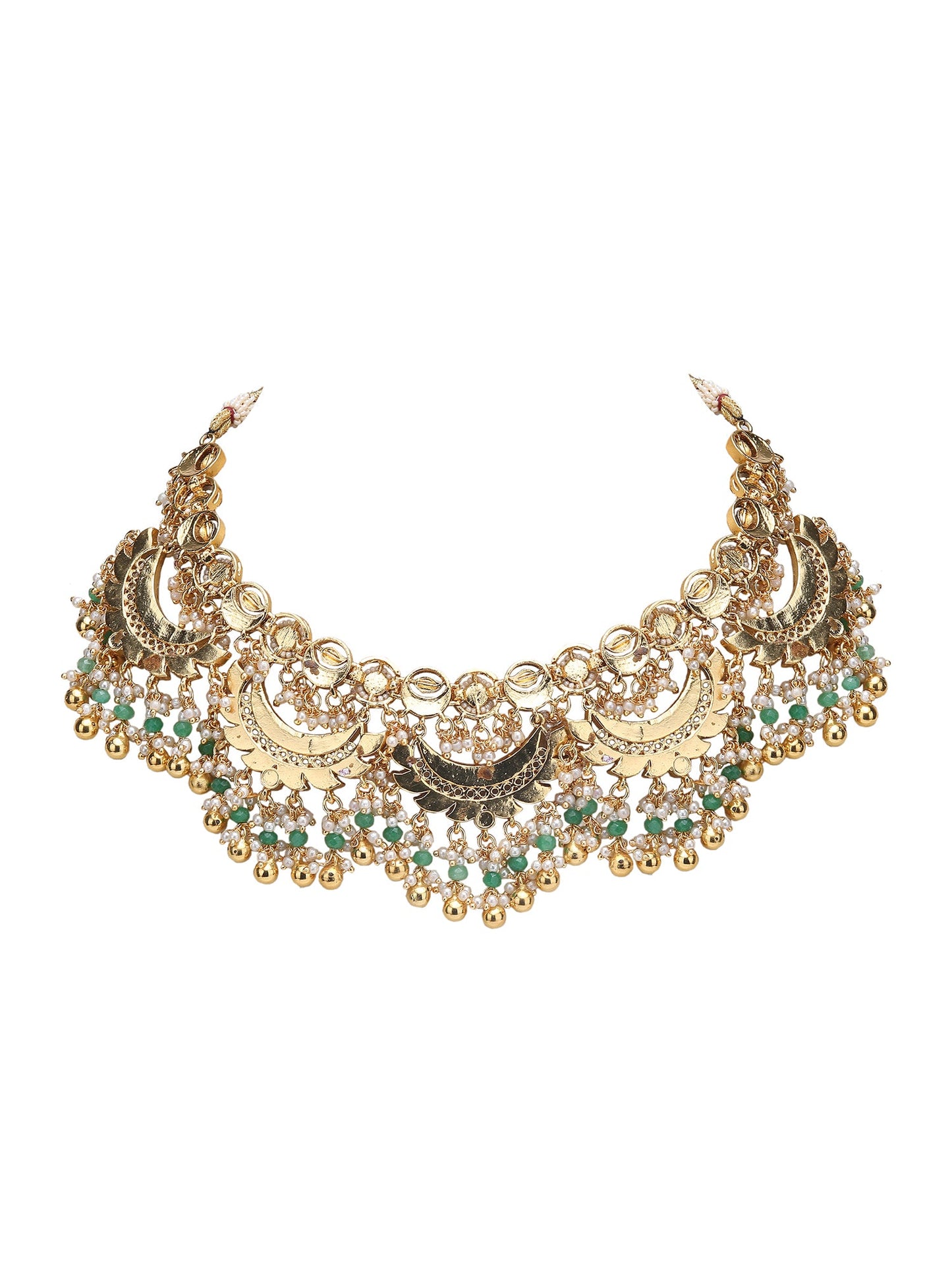 Multicolor Temple Crystal Necklace Set for Women - Auraa Trends - Necklace Set -Necklace Set Auraa Trends Bridal Collection