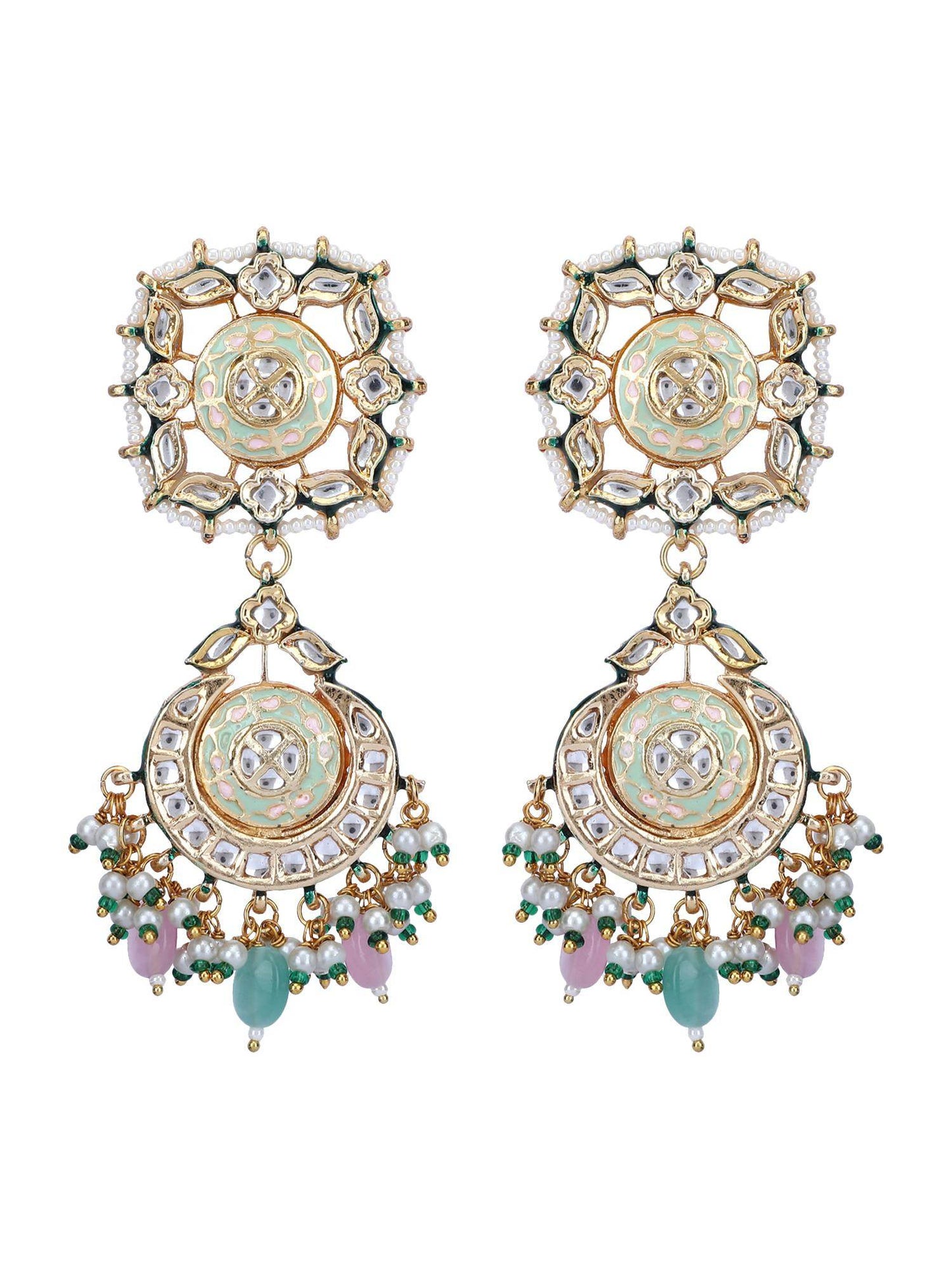 Necklace Set Radiant 22KT Gold Plated Kundan Pink - Auraa Trends