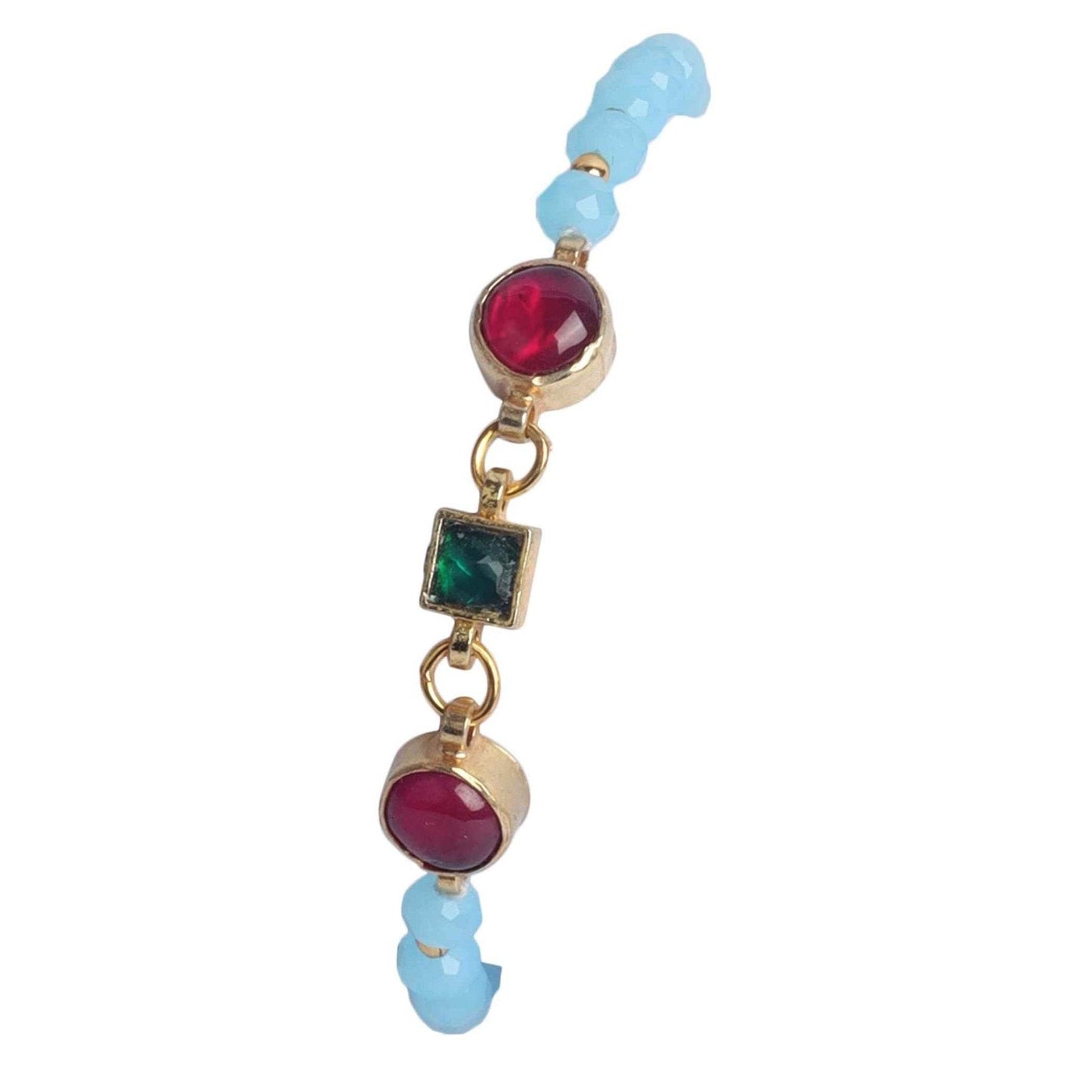 Opalescent Gold Plated Kundan Rakhi Bracelet - Auraa Trends