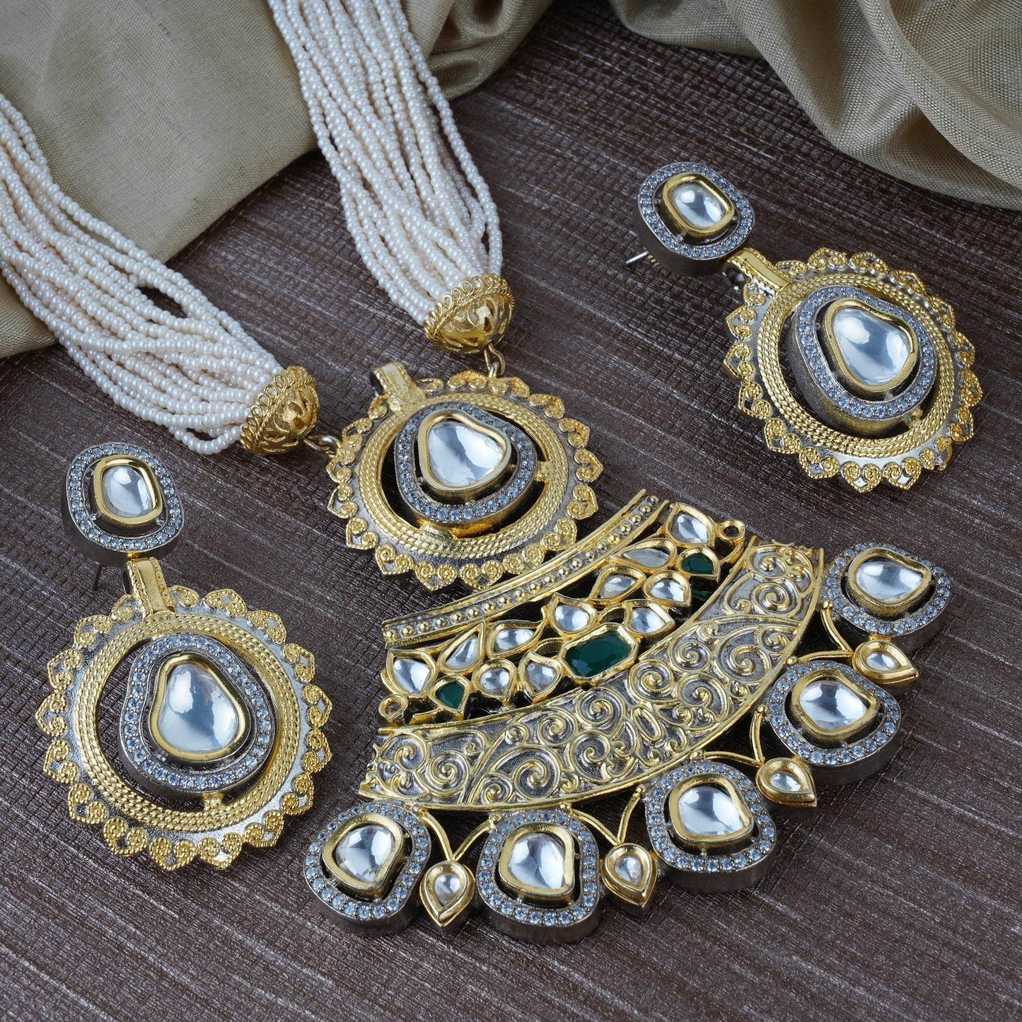 Ornamental moissanite Necklace Set - Auraa Trends