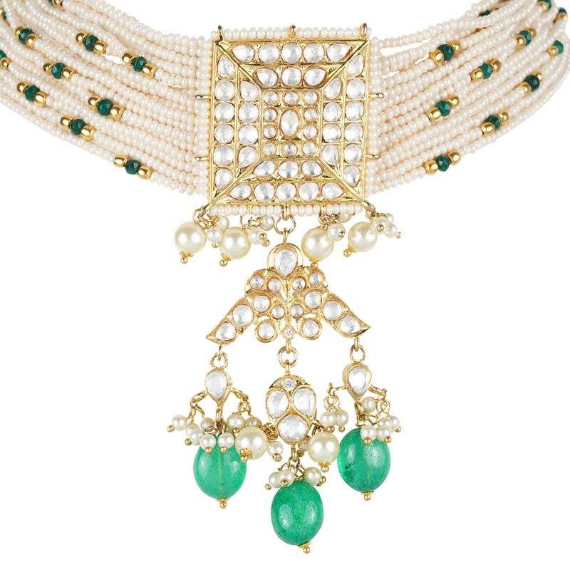 Pearl Choker Necklace Set For Women And Girls - Auraa Trends