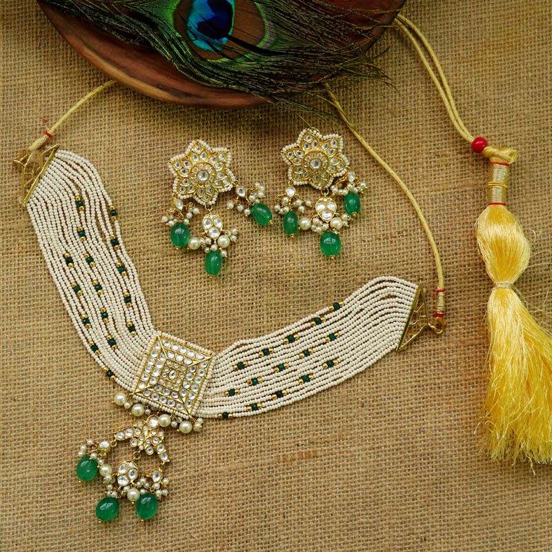 Pearl Choker Necklace Set For Women And Girls - Auraa Trends