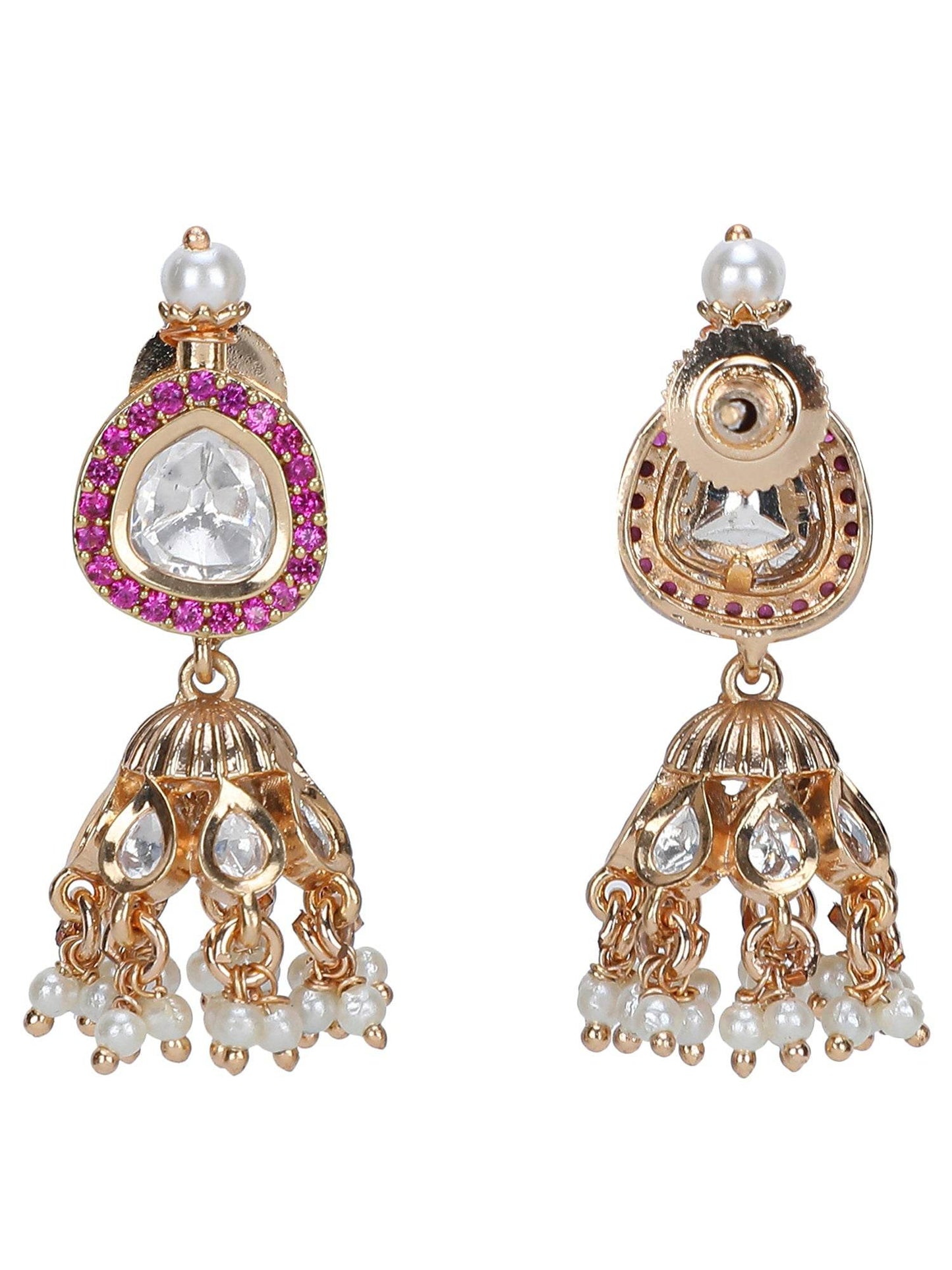 Polki Kundan Multilayer Necklace Set with Green Enamel Accents - Auraa Trends