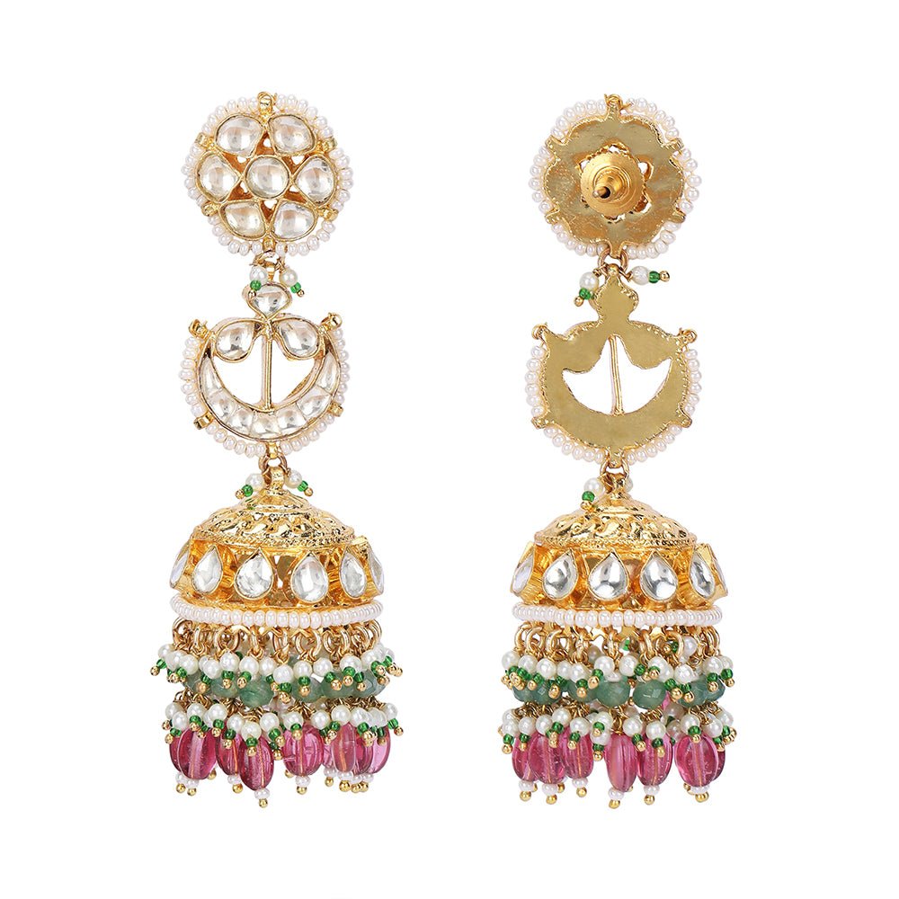 Polki necklace set with matching earrings - Auraa Trends - Necklace Set - Buy Polki necklace set with matching earrings