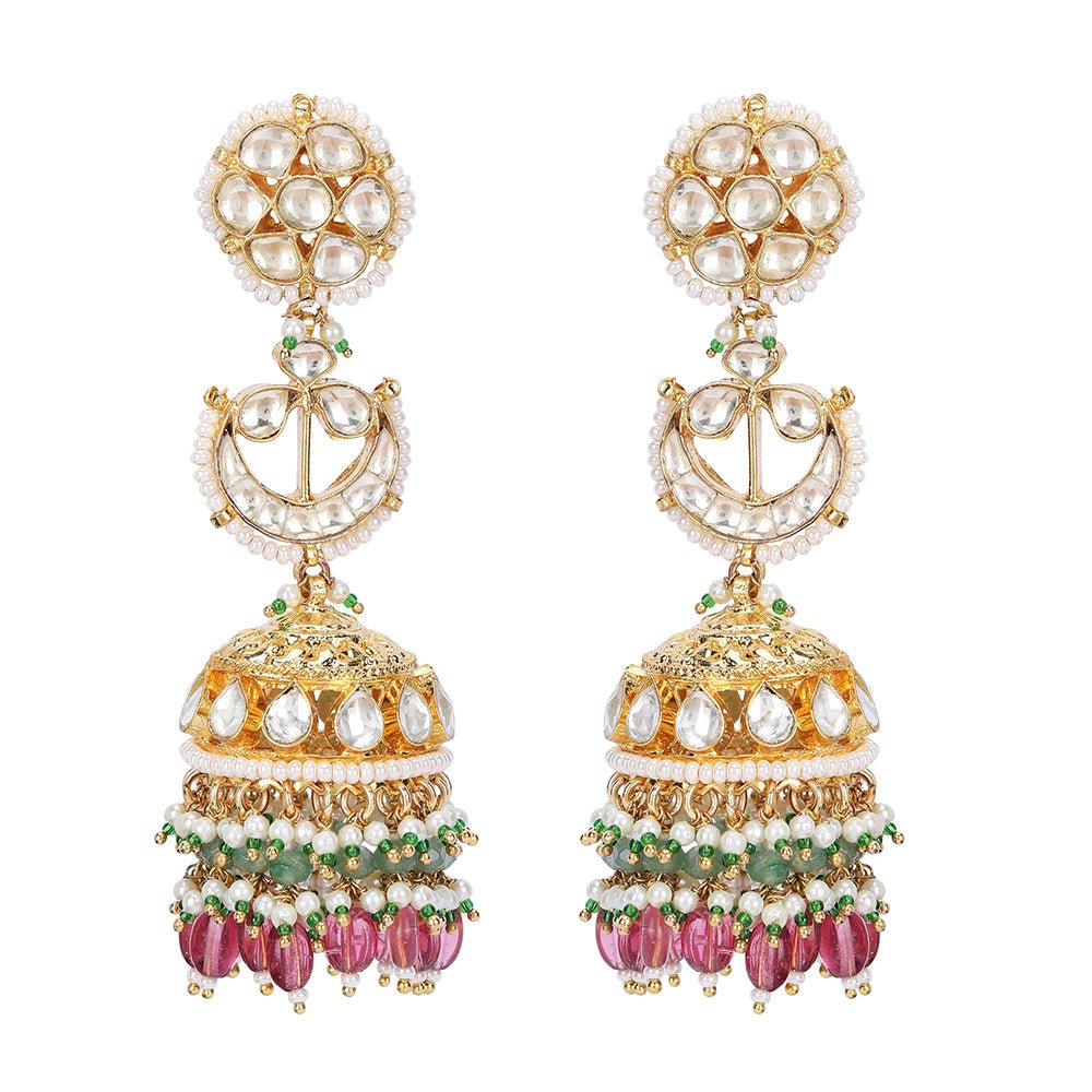 Polki necklace set with matching earrings - Auraa Trends - Necklace Set - Polki necklace set with matching earrings Online