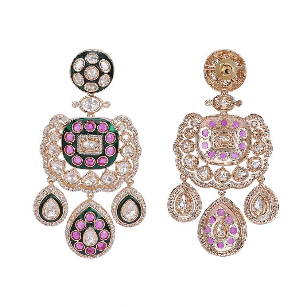 Polki Necklace Set with matching earrings - Auraa Trends