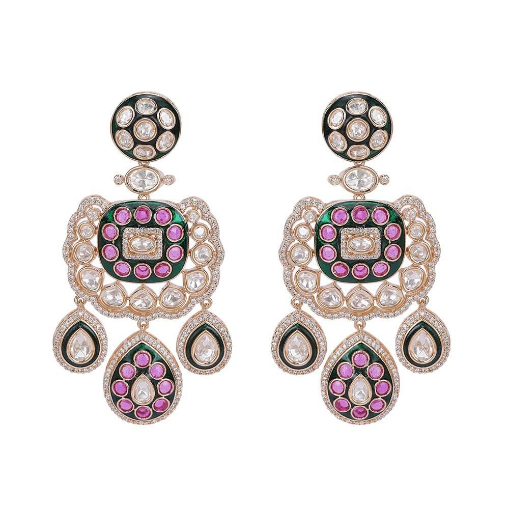 Polki Necklace Set with matching earrings - Auraa Trends