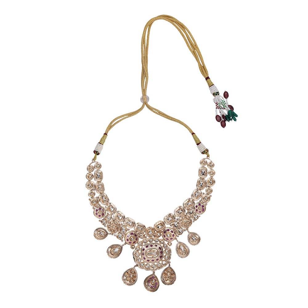 Polki Necklace Set with matching earrings - Auraa Trends