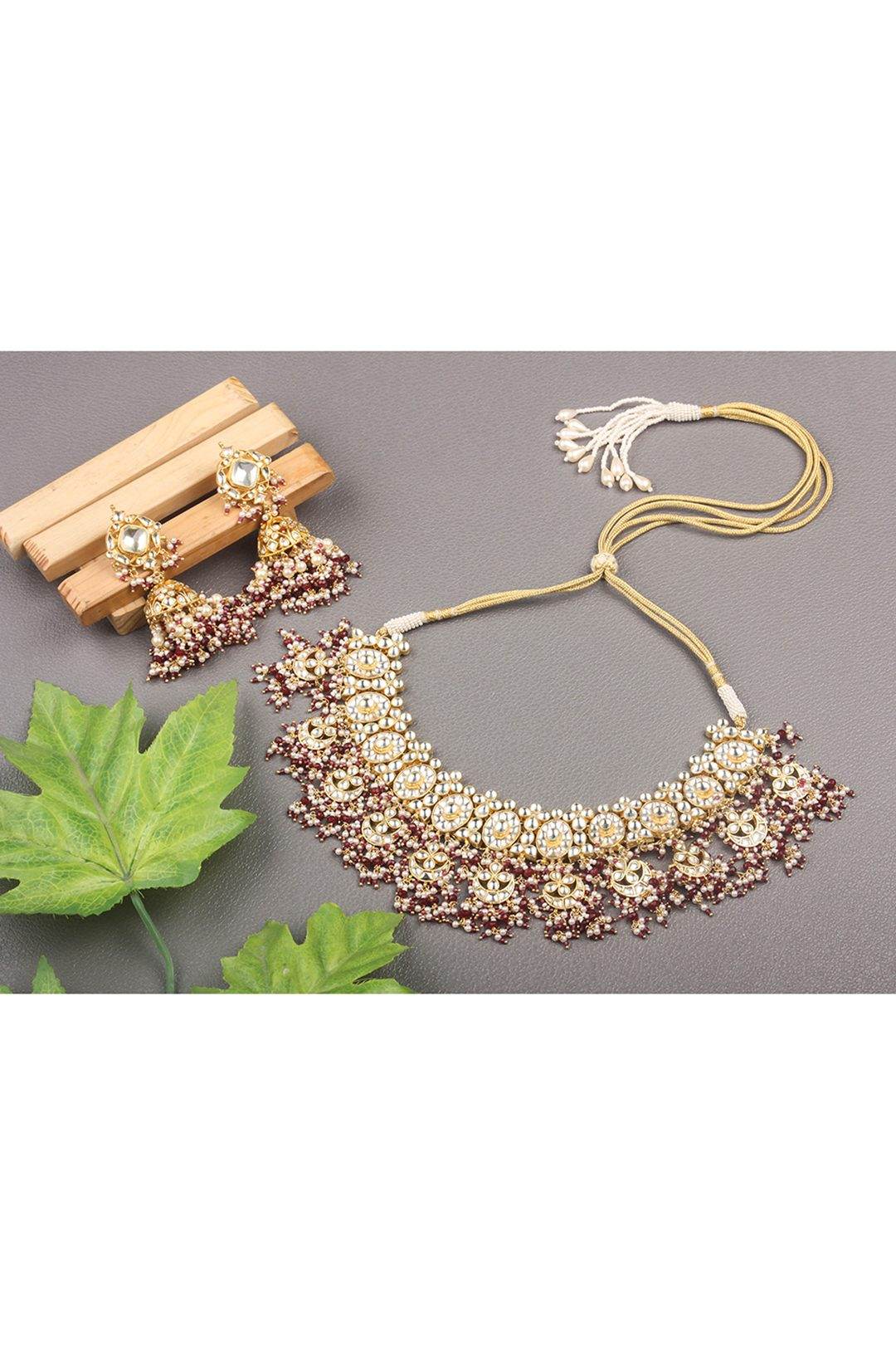 Prestigious Gold Plated Kundan Necklace Set - Auraa Trends